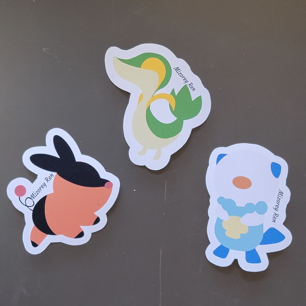 Pokemon Black and White Starter Stickers