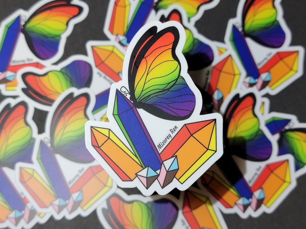 Pride Butterfly Crystal Sticker - more options available